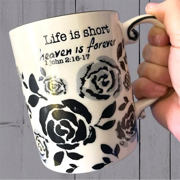 Lovely Coffee Mug Scriptures 1 John 2:16-17 LIFE IS SHORT Heaven Is Forever - Picture 4 of 4